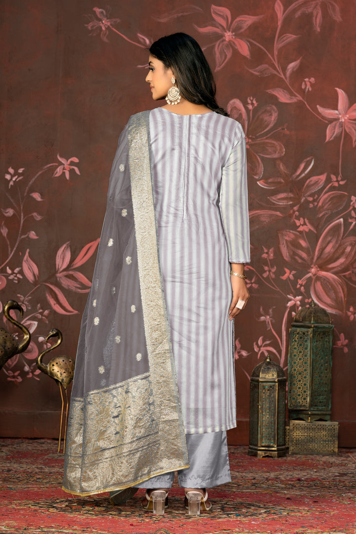 Cotton Santoon Organza Suit | Wevon Designer Hand Work with Dupatta