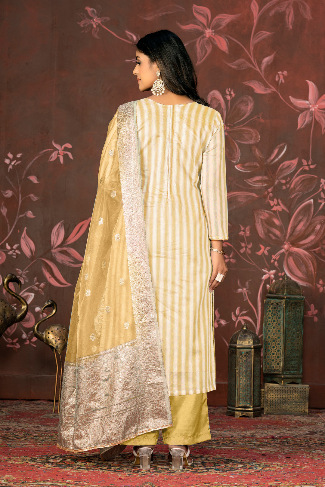 Cotton Santoon Organza Suit | Wevon Designer Hand Work with Dupatta