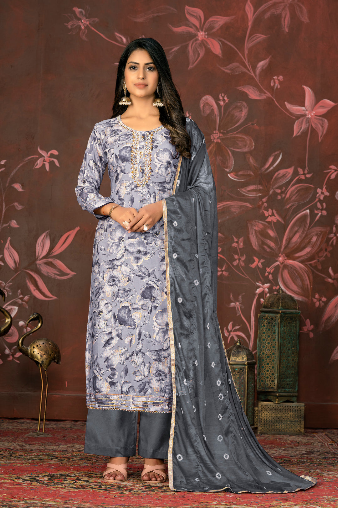 Wevon Designer Suit | Fine Jam Cotton Top with Organza Dupatta