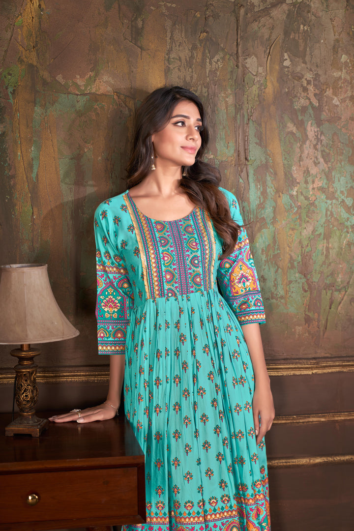 Designer Printed Cotton Kurti | Elegant Long Kurti for Women