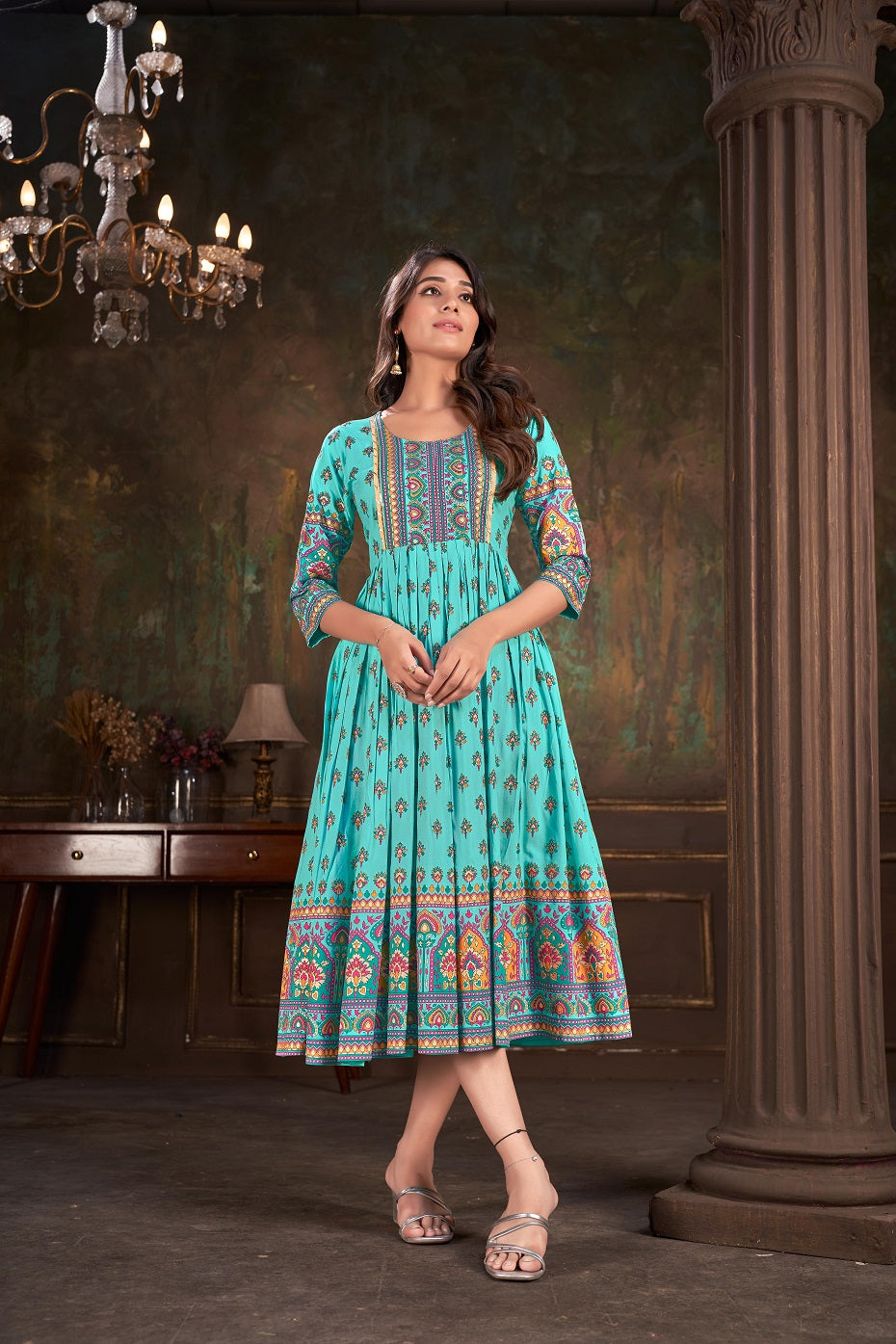 Designer Printed Cotton Kurti | Elegant Long Kurti for Women