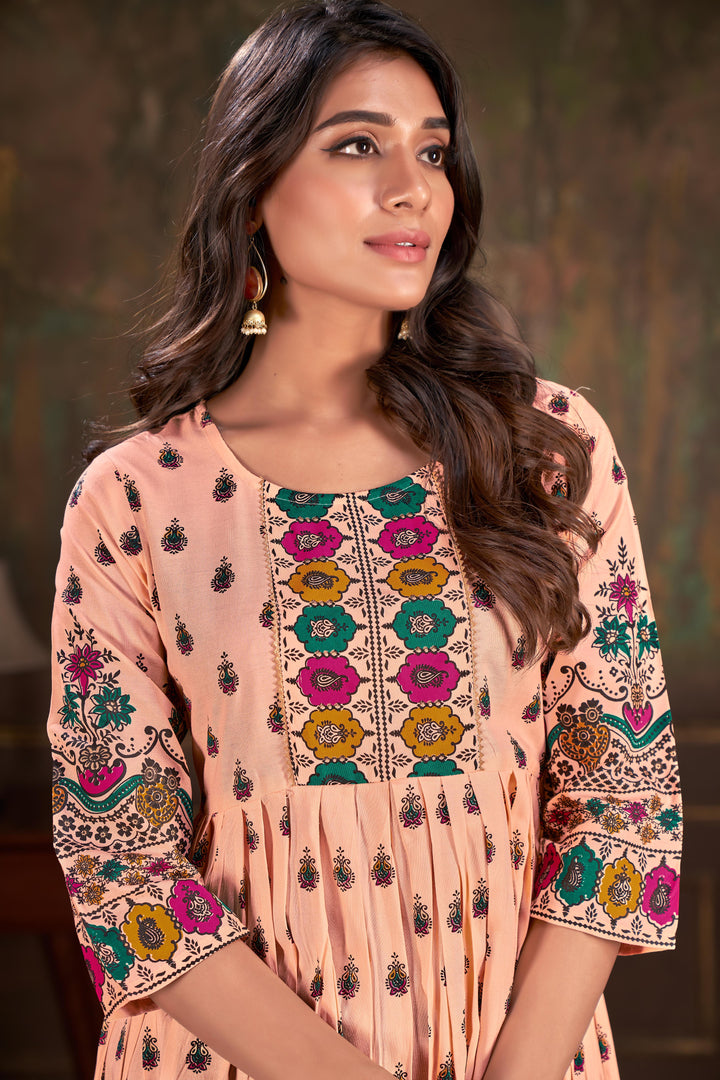 Designer Printed Cotton Kurti | Elegant Long Kurti for Women