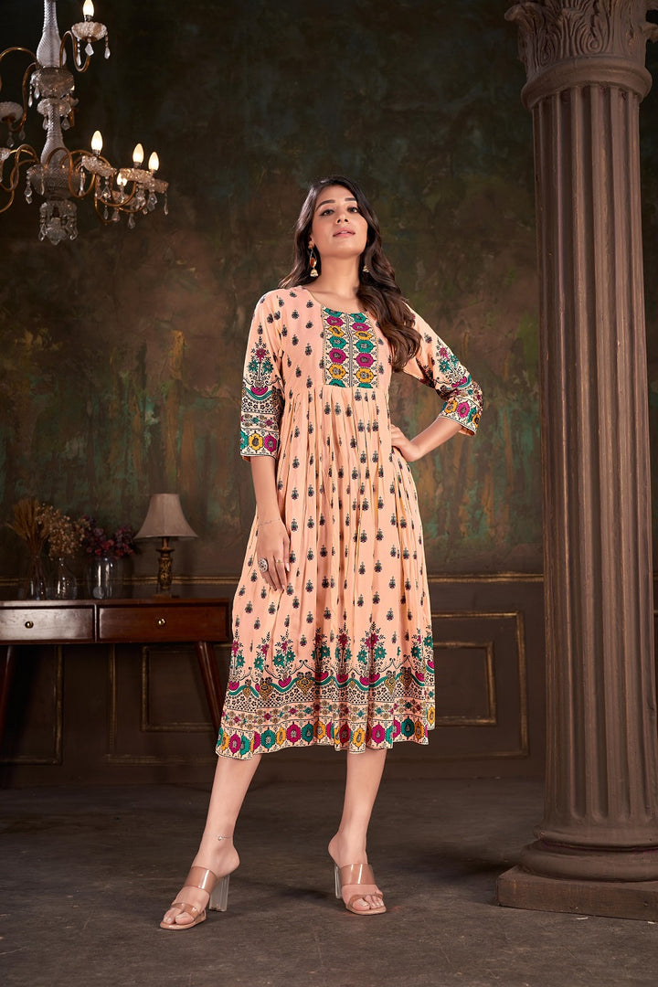 Designer Printed Cotton Kurti | Elegant Long Kurti for Women