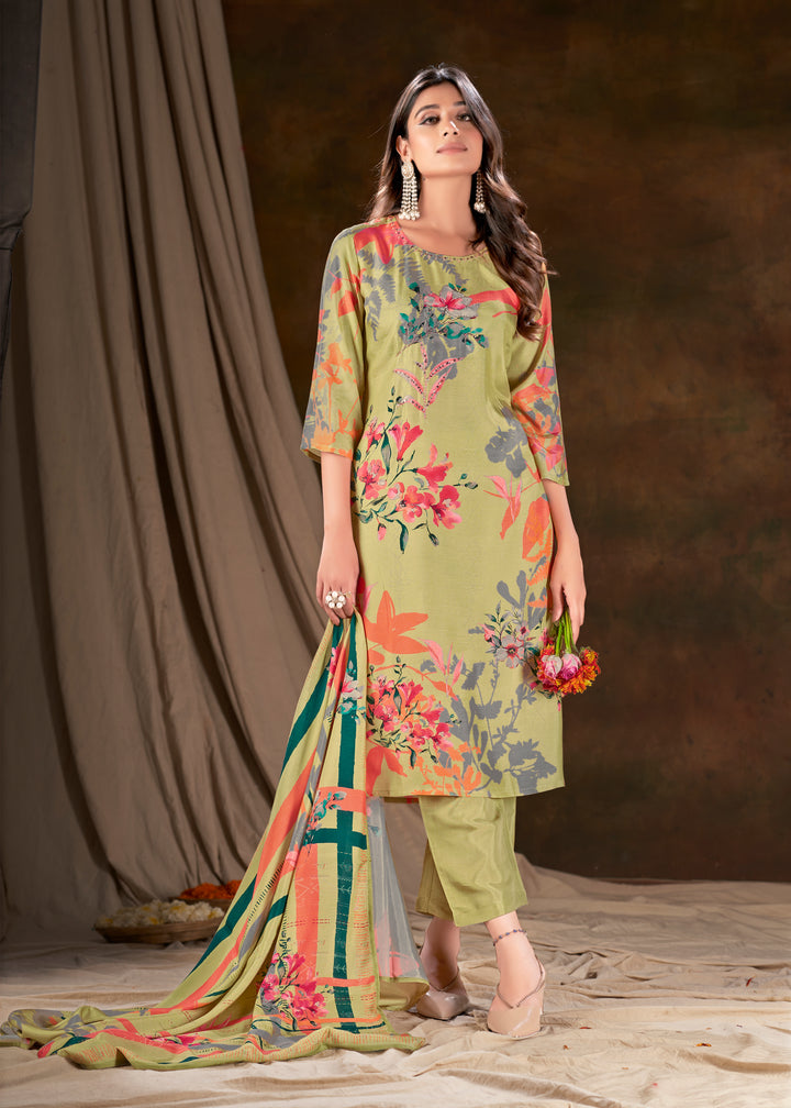 Stunning Muslin Silk Green Kurti Set | Perfect for Office & Casual Wear