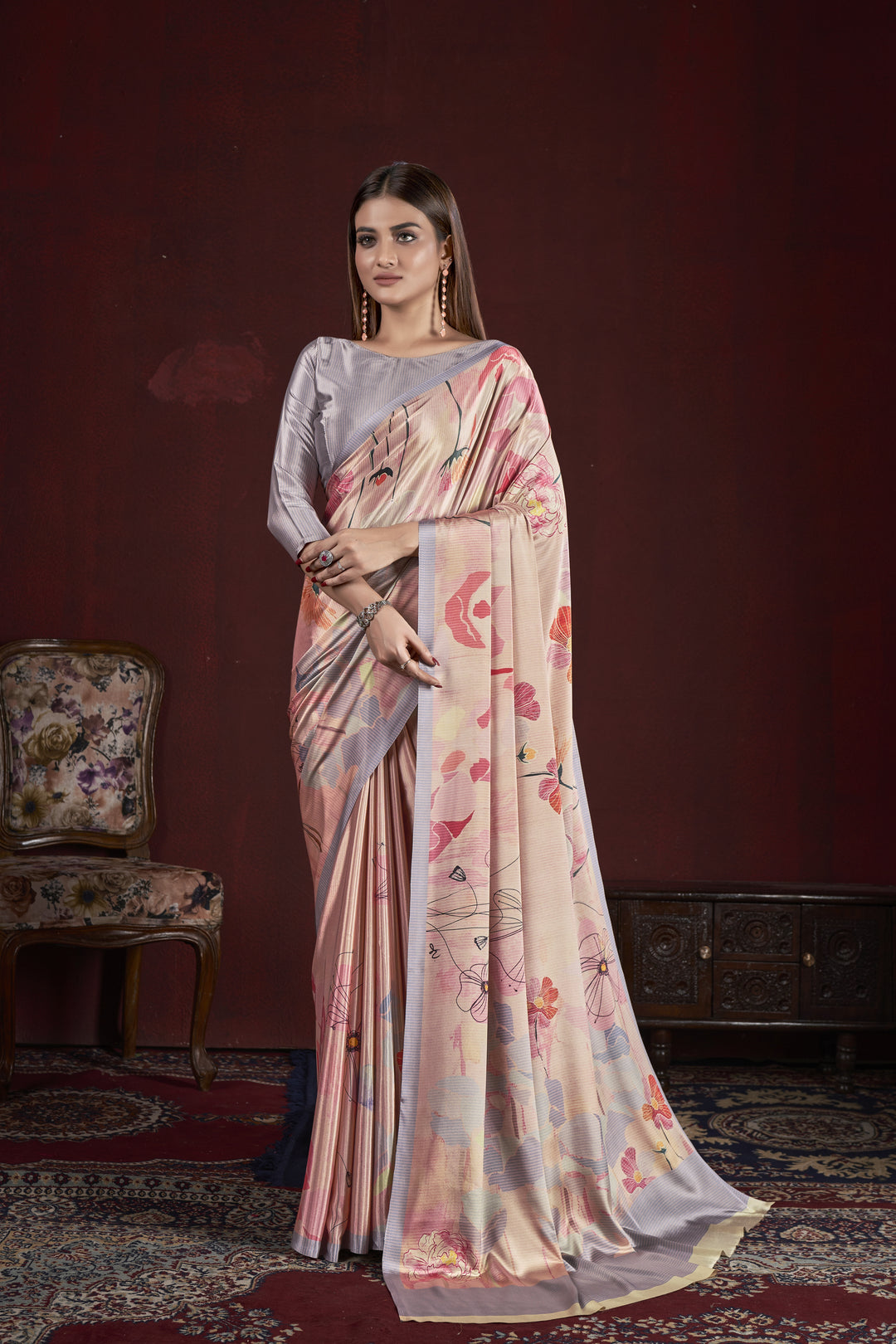 Designer Digital Printed Soft Silk Saree | Elegant Crepe Fabric for Weddings