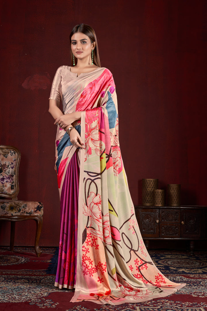 Designer Digital Printed Crepe Soft Silk Saree | Wedding & Party Essential