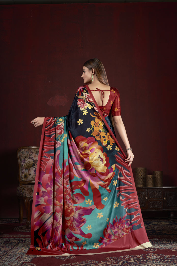 Designer Digital Printed Crepe Soft Silk Saree | Wedding & Party Wear