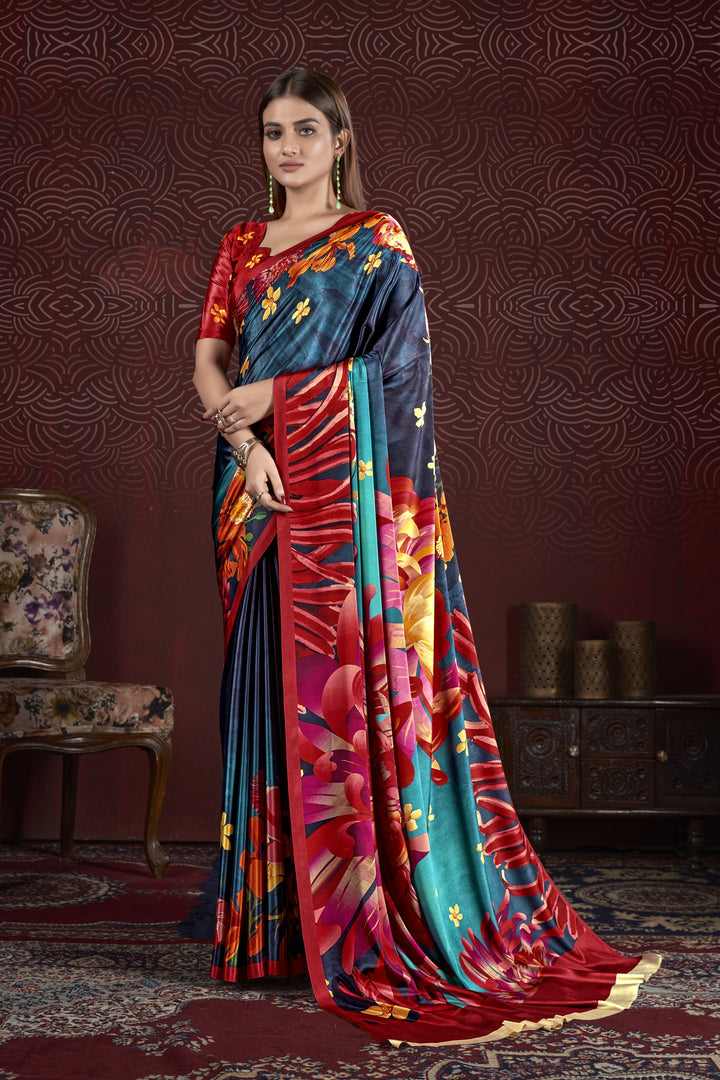 Designer Digital Printed Crepe Soft Silk Saree | Wedding & Party Wear