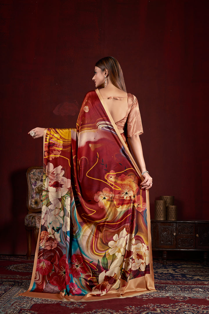 Designer Digital Printed Crepe Soft Silk Saree | Wedding & Party Essential