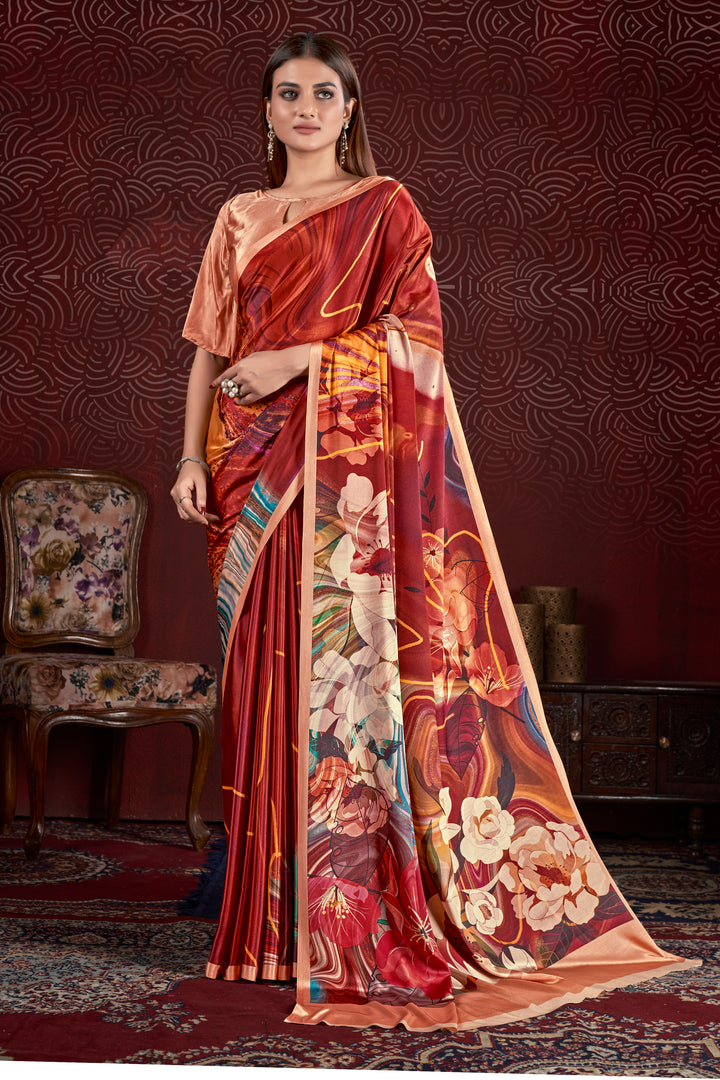 Designer Digital Printed Crepe Soft Silk Saree | Wedding & Party Essential