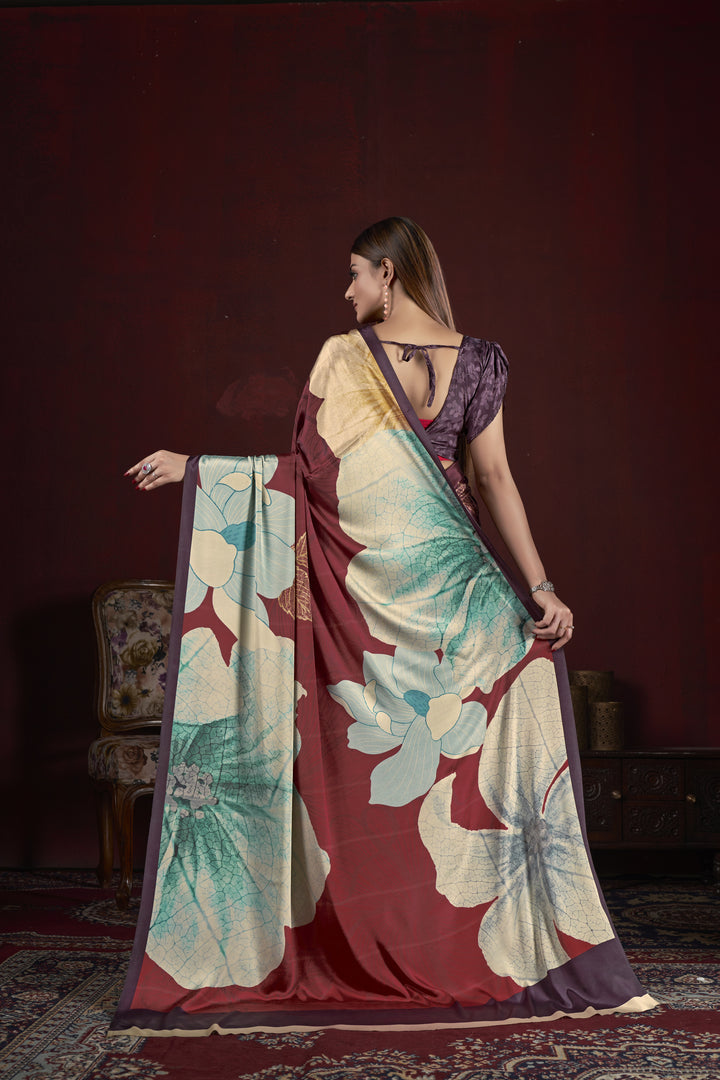 Designer Digital Printed Crepe Soft Silk Saree for Weddings | Elegant & Stylish