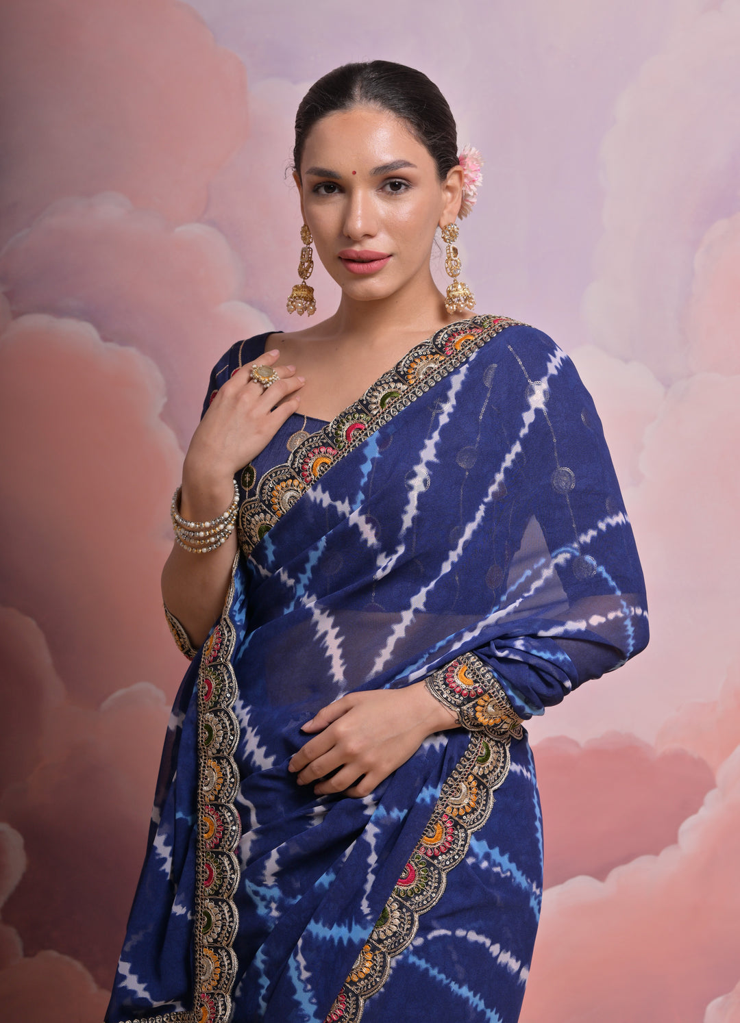 Elegant Georgette Saree | Mono Banglori Blouse with Multithread Work for Festivities