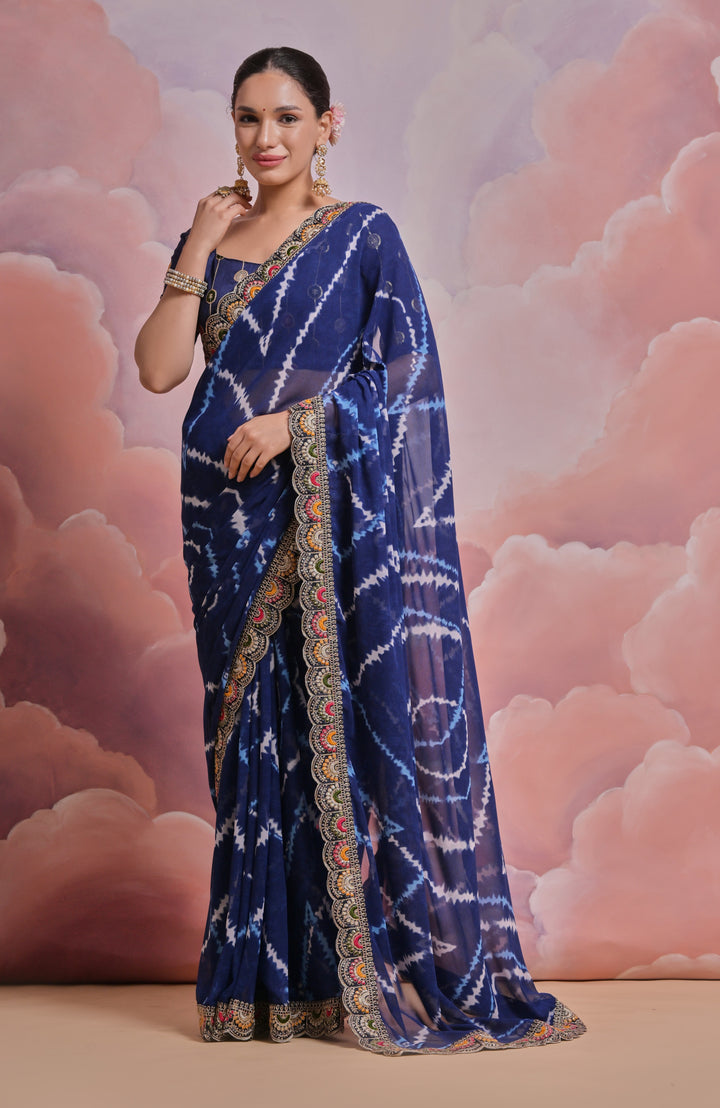 Elegant Georgette Saree | Mono Banglori Blouse with Multithread Work for Festivities