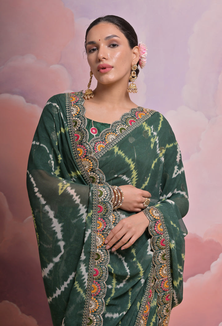 Elegant Georgette Saree | Mono Banglori Blouse with Multithread Work for Festivities