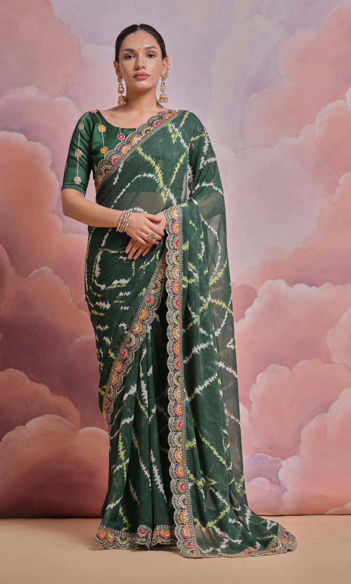 Elegant Georgette Saree | Mono Banglori Blouse with Multithread Work for Festivities