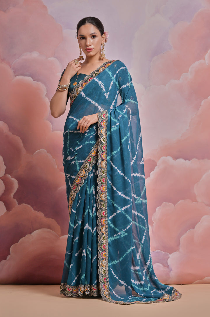 Elegant Georgette Saree | Mono Banglori Blouse with Multithread Work for Festivities