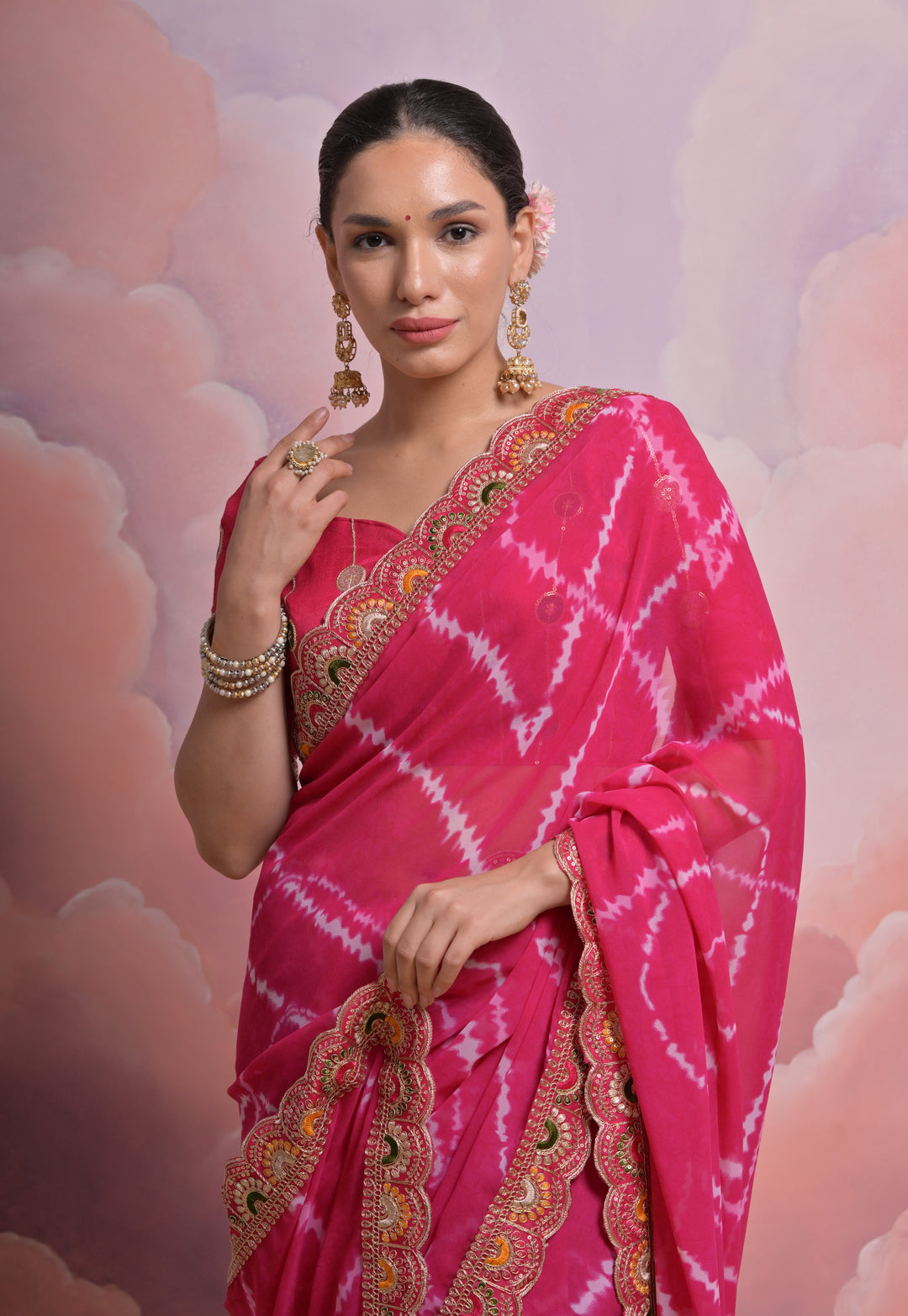 Elegant Georgette Saree | Mono Banglori Blouse with Multithread Work for Festivities