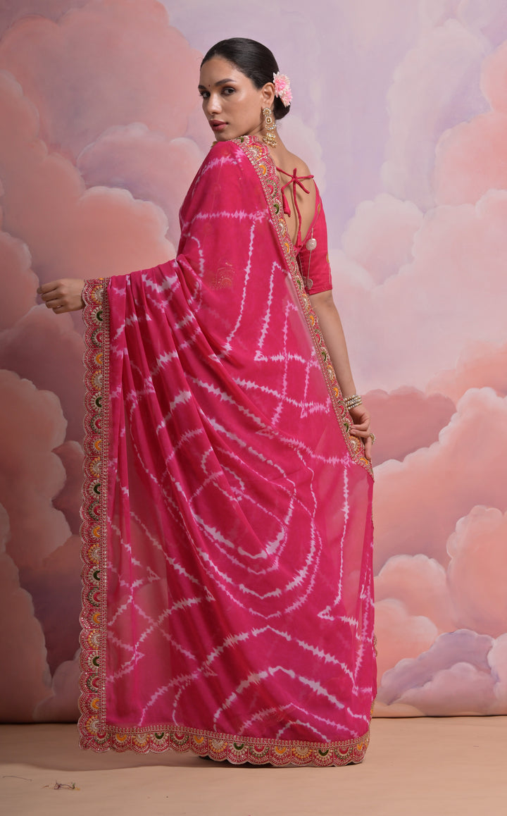 Elegant Georgette Saree | Mono Banglori Blouse with Multithread Work for Festivities