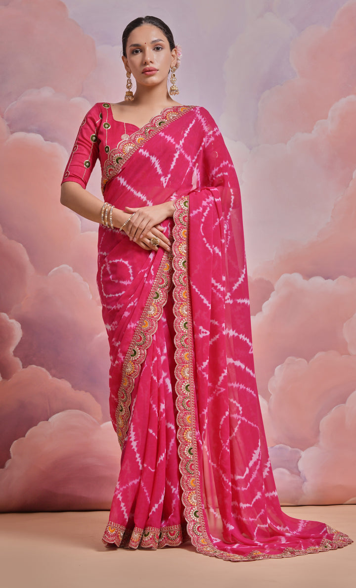 Elegant Georgette Saree | Mono Banglori Blouse with Multithread Work for Festivities