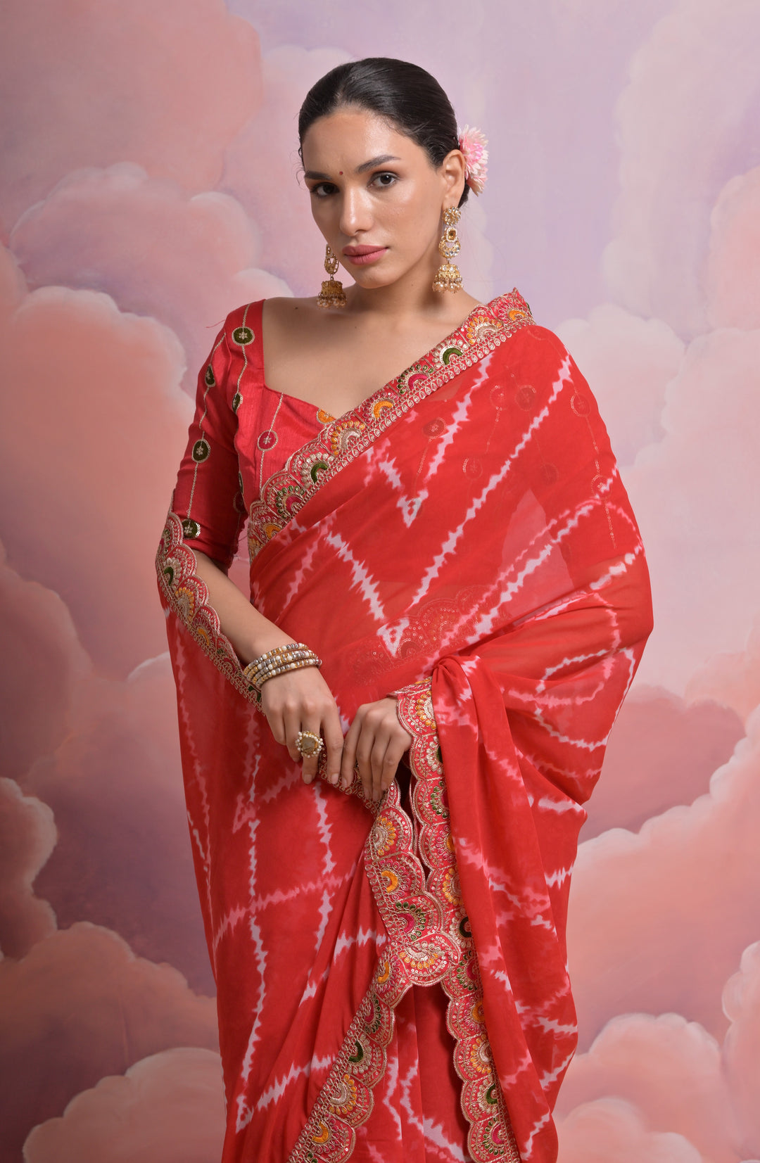 Elegant Georgette Saree | Mono Banglori Blouse with Multithread Work for Festivities