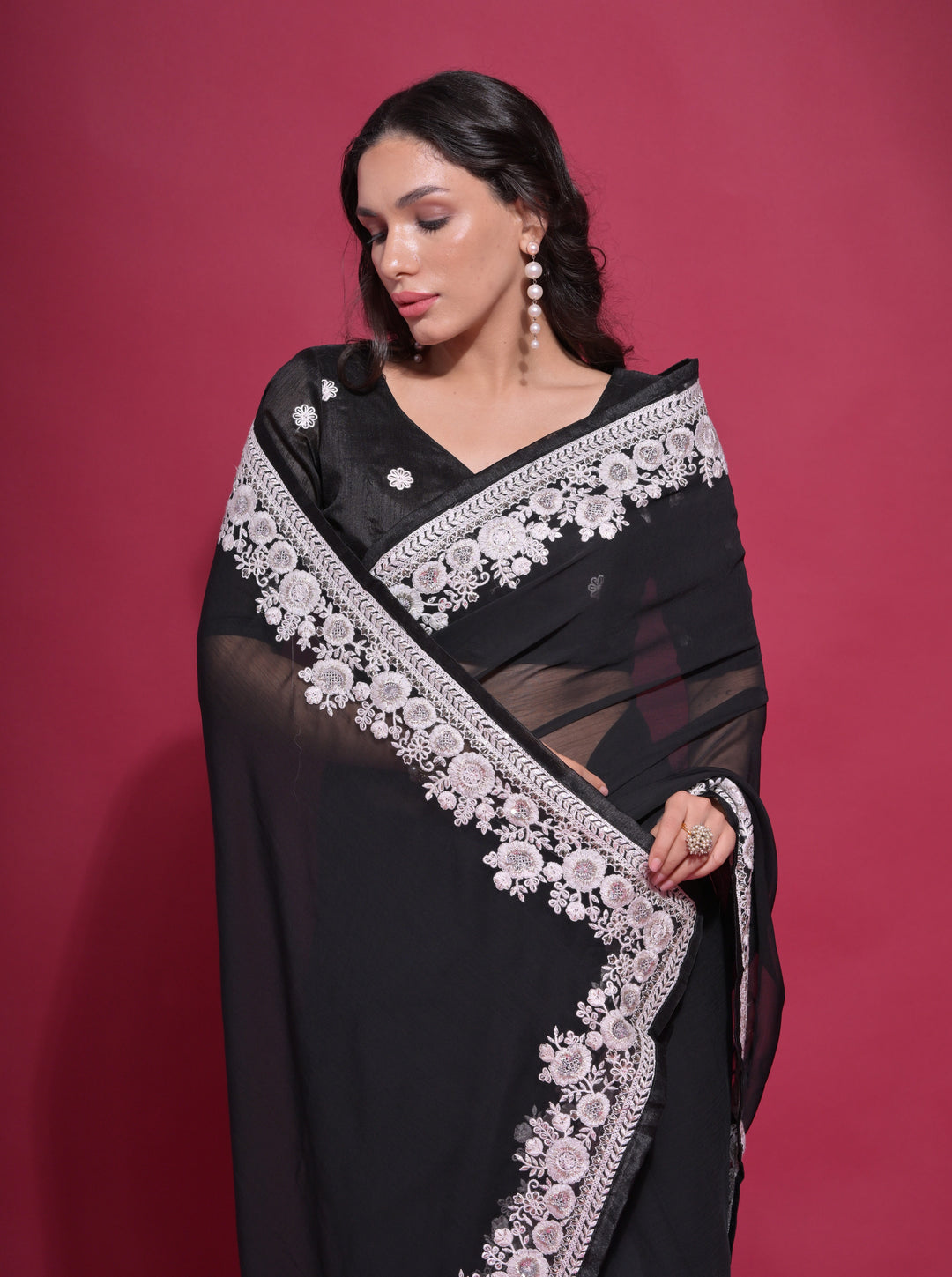 Designer Georgette Saree with Thread Embroidery | Perfect for Weddings & Events