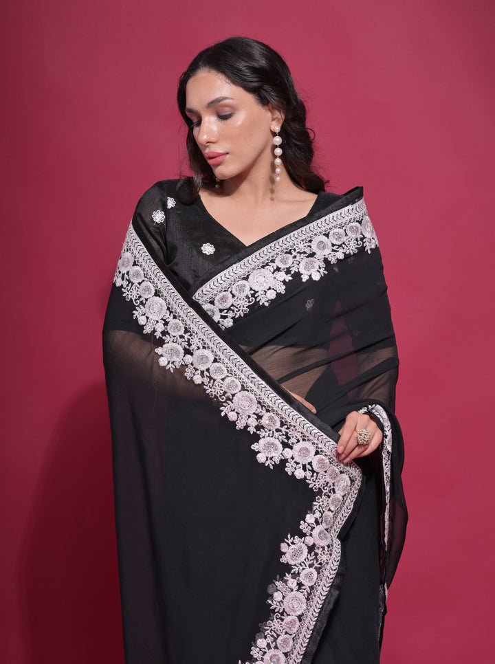 Designer Georgette Saree with Thread Embroidery | Perfect for Weddings & Events