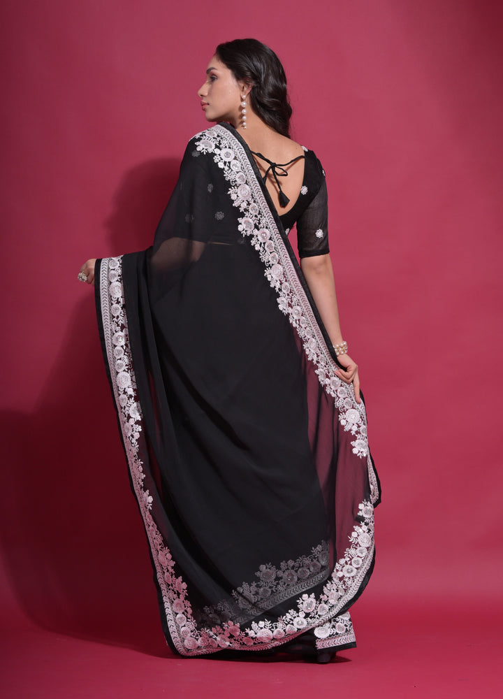 Designer Georgette Saree with Thread Embroidery | Perfect for Weddings & Events