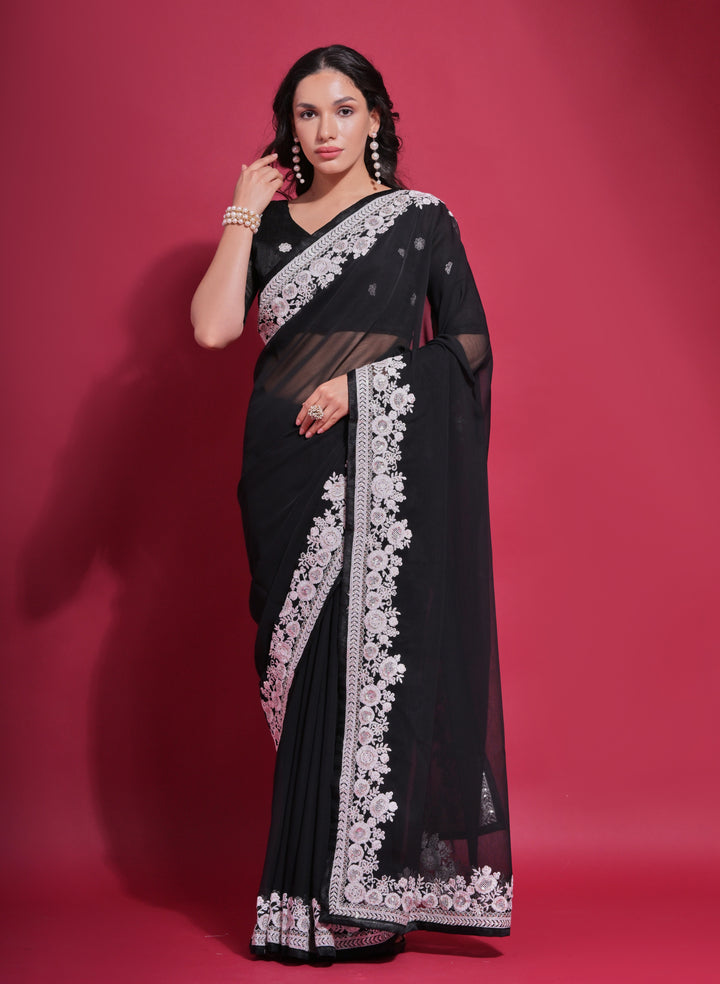 Designer Georgette Saree with Thread Embroidery | Perfect for Weddings & Events