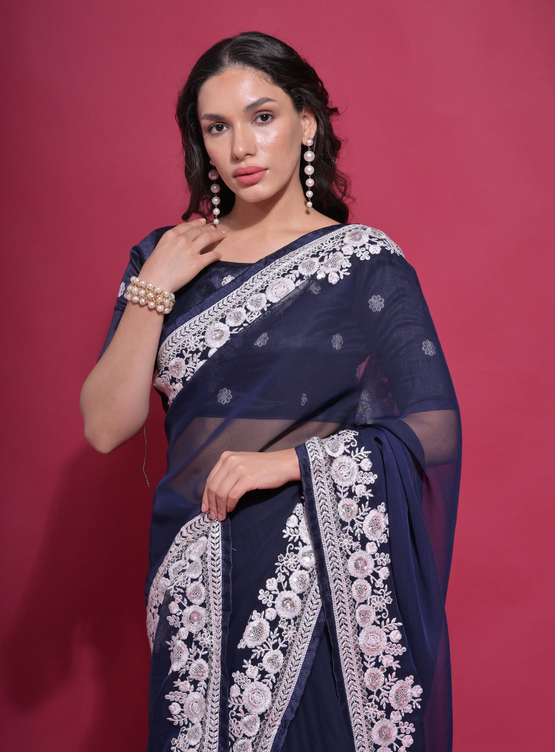 Designer Georgette Saree with Thread Embroidery | Perfect for Weddings & Events