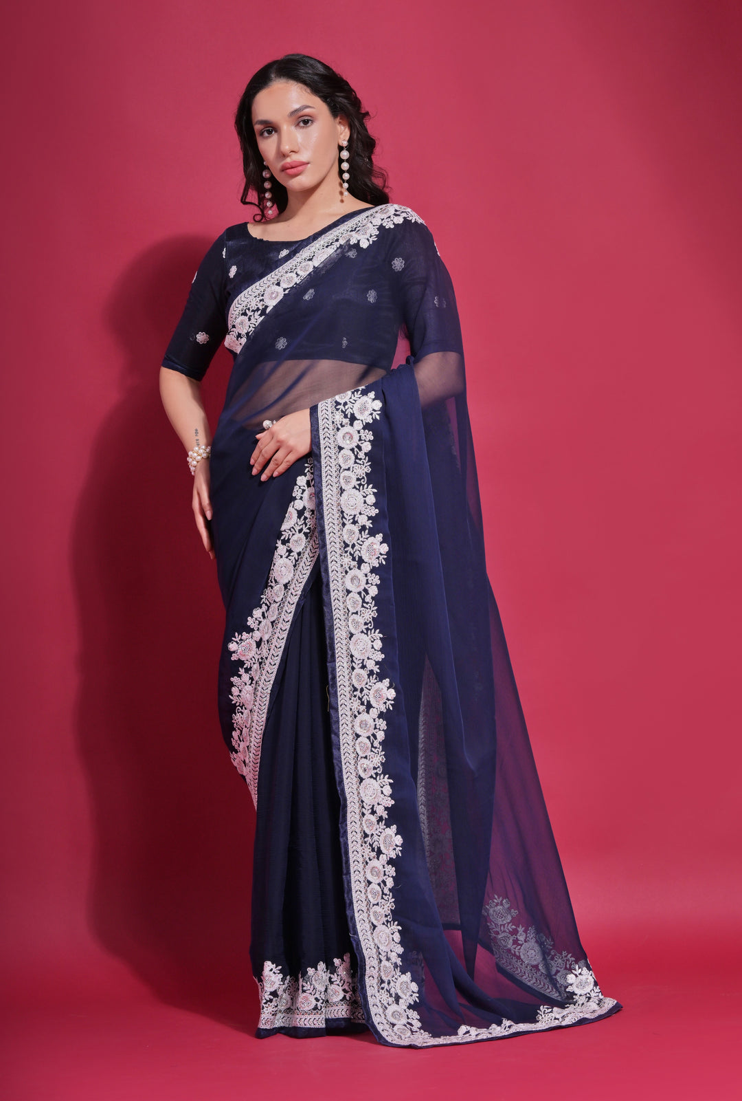 Designer Georgette Saree with Thread Embroidery | Perfect for Weddings & Events