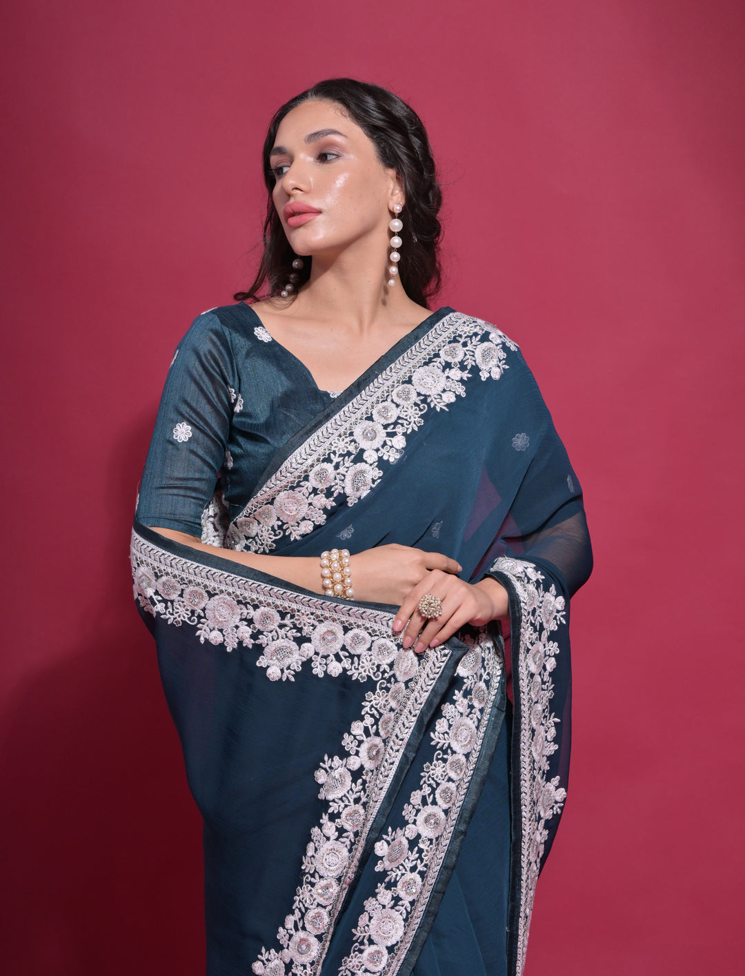 Designer Georgette Saree with Thread Embroidery | Perfect for Weddings & Events