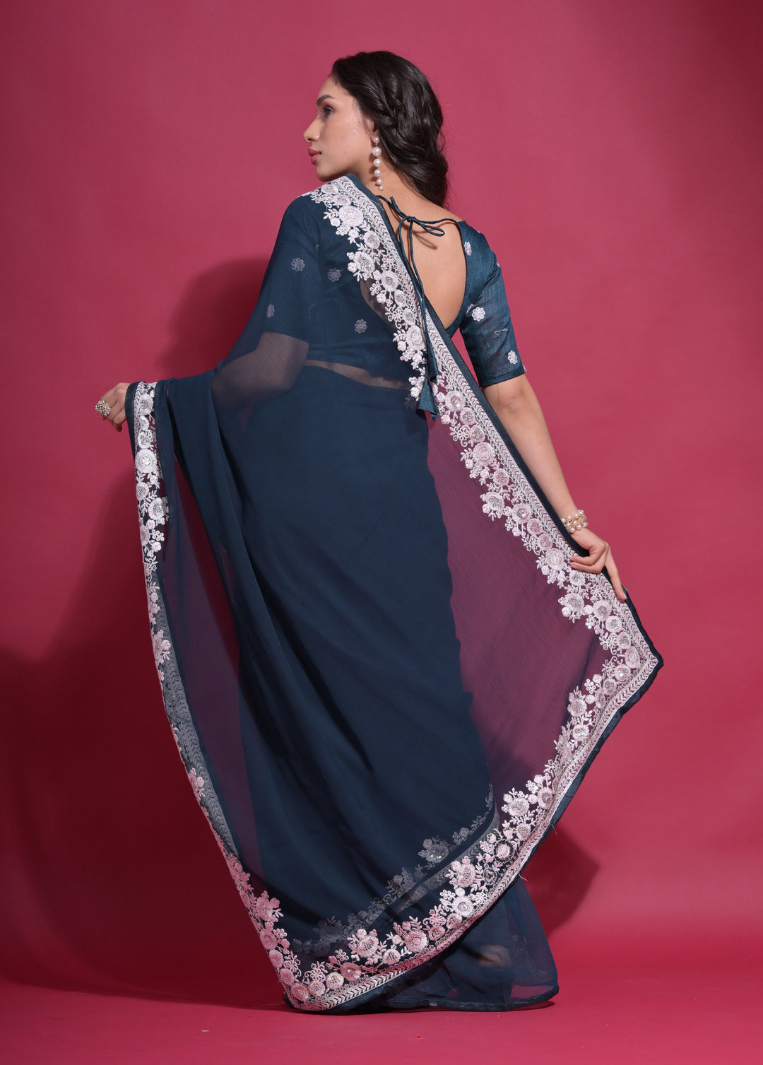 Designer Georgette Saree with Thread Embroidery | Perfect for Weddings & Events