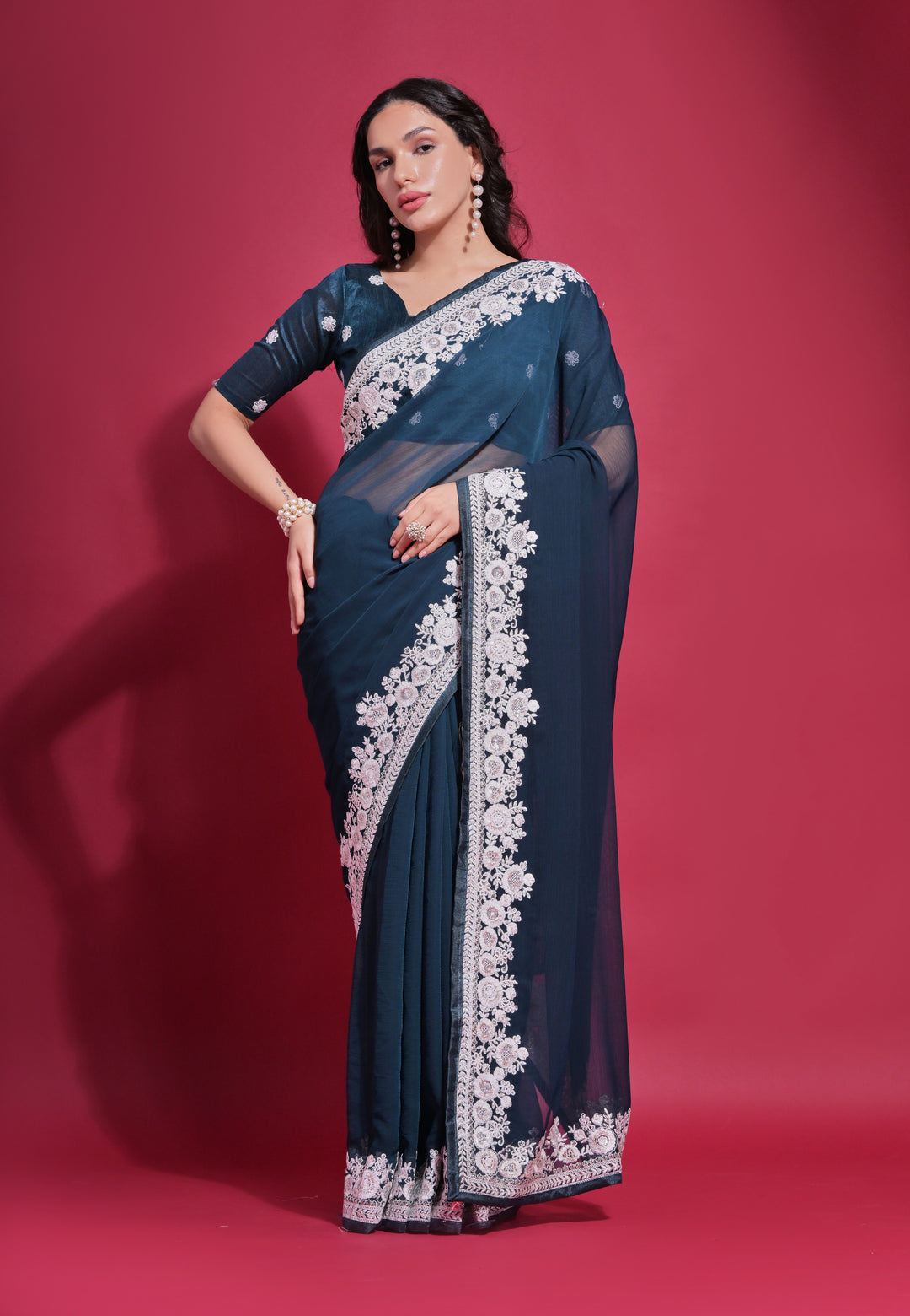 Designer Georgette Saree with Thread Embroidery | Perfect for Weddings & Events