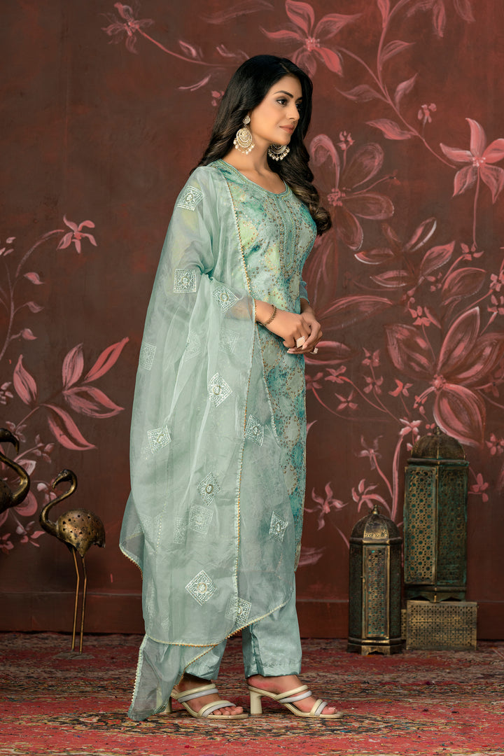 Elegant Organza Kurti Set | Exquisite Embroidery & Handwork Design