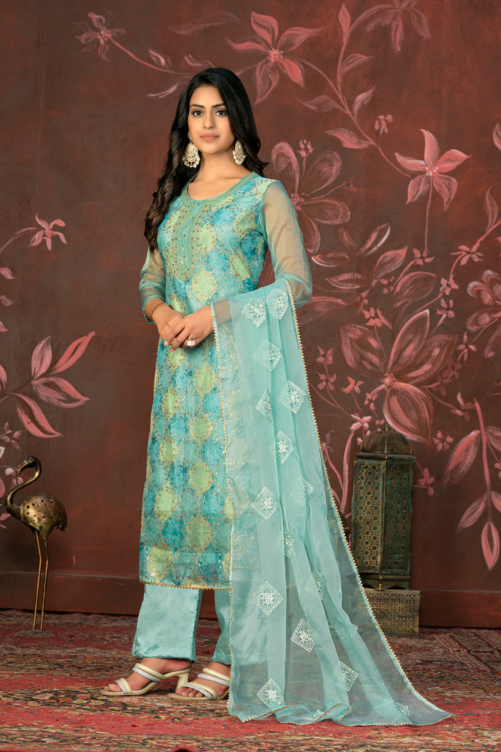 Elegant Organza Kurti Set | Exquisite Embroidery & Handwork Design