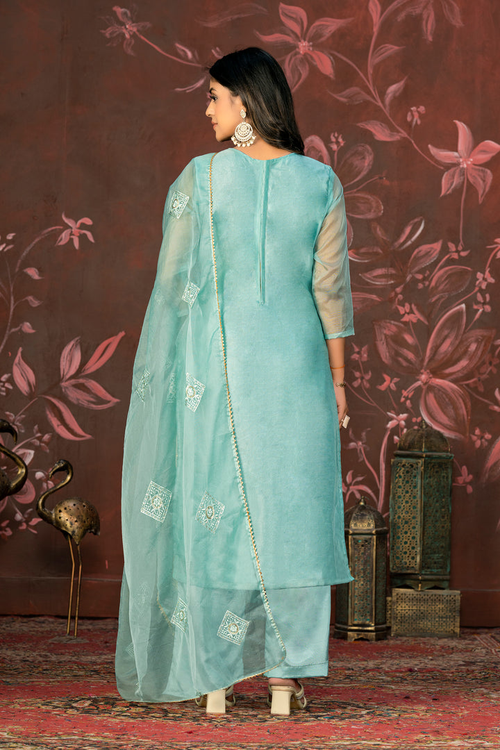 Elegant Organza Kurti Set | Exquisite Embroidery & Handwork Design