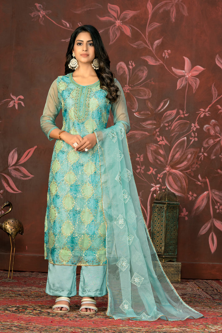 Elegant Organza Kurti Set | Exquisite Embroidery & Handwork Design