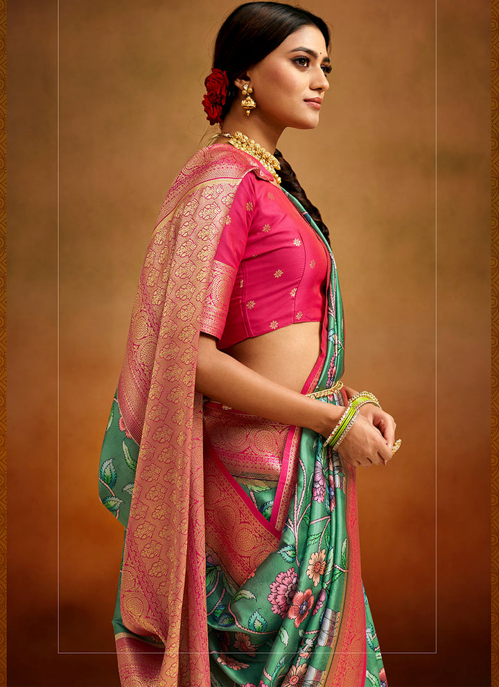 Banarasi Silk Saree | Wevon Designer Digital Print for Weddings & Festivities