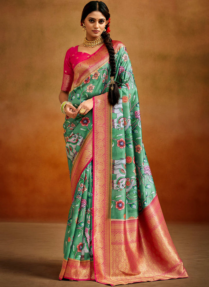 Banarasi Silk Saree | Wevon Designer Digital Print for Weddings & Festivities