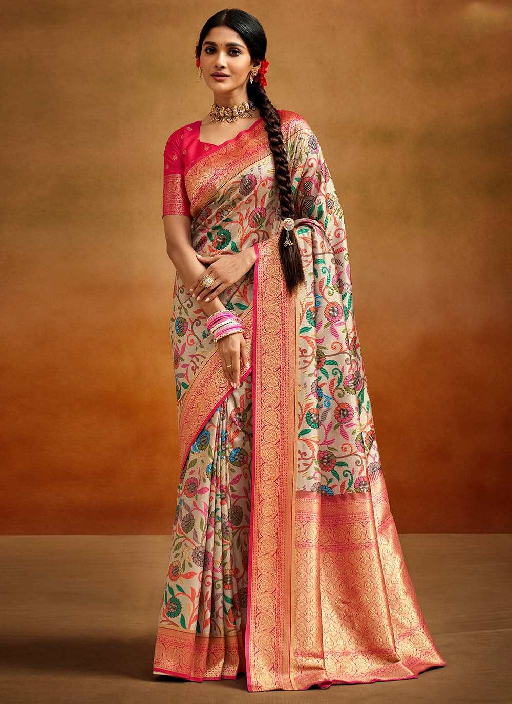 Banarasi Silk Saree | Designer Digital Print for Weddings & Festivals