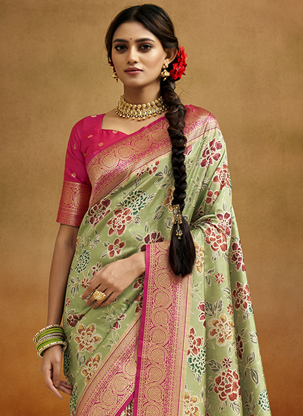 Designer Banarasi Silk Saree | Digital-Printed Wedding & Festive Wear