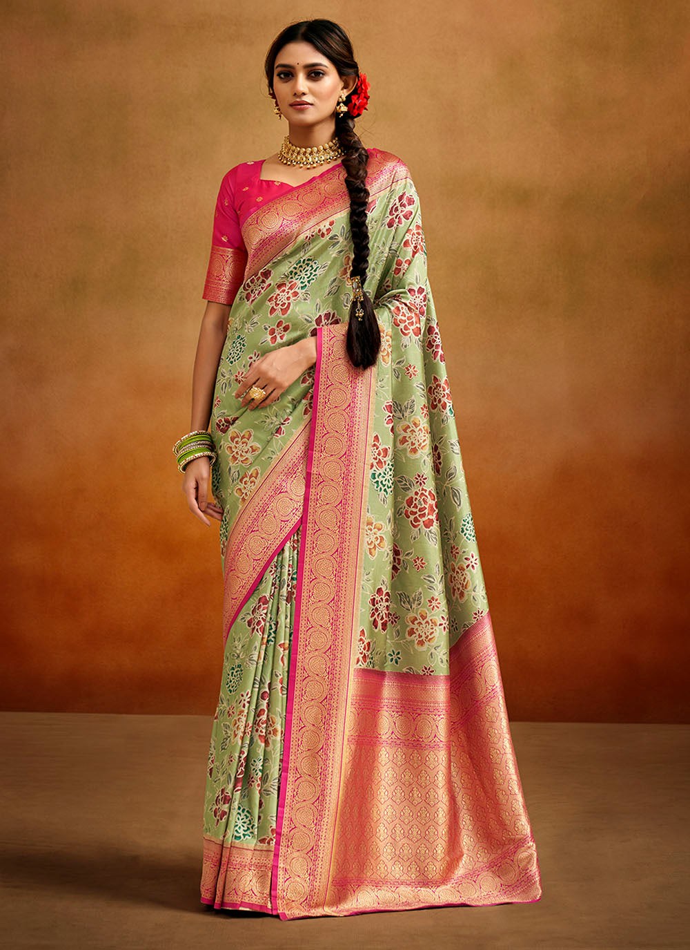 Designer Banarasi Silk Saree | Digital-Printed Wedding & Festive Wear