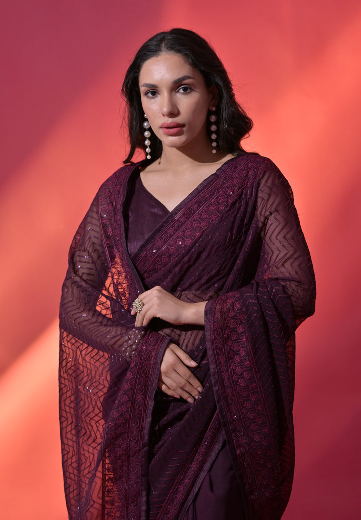 Georgette Saree with Sequance Embroidery | Mono-Banglori Blouse for Weddings