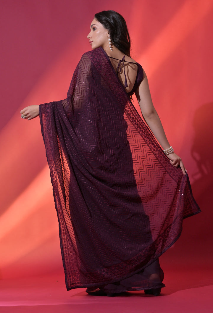 Georgette Saree with Sequance Embroidery | Mono-Banglori Blouse for Weddings