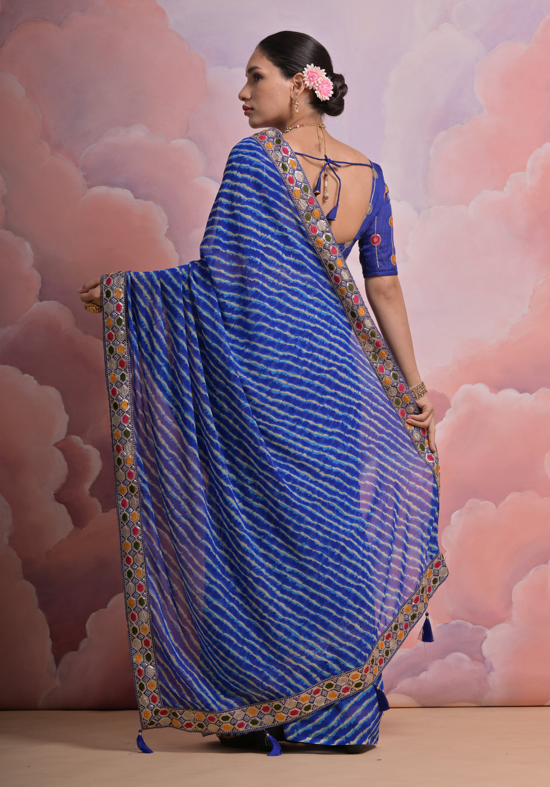 Georgette Printed Saree with Mono-Banglori Blouse | Wedding & Festive Wear