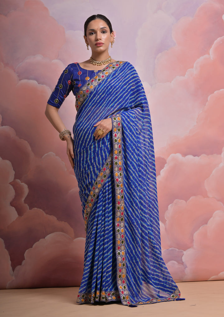 Georgette Printed Saree with Mono-Banglori Blouse | Wedding & Festive Wear