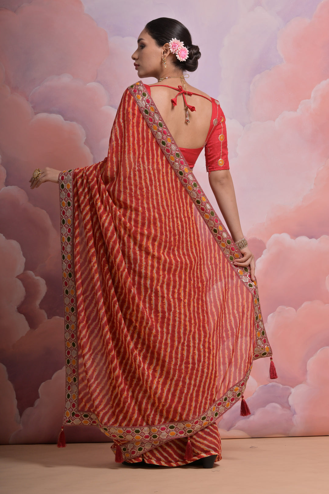 Georgette Printed Saree with Mono-Banglori Blouse | Wedding & Festive Wear