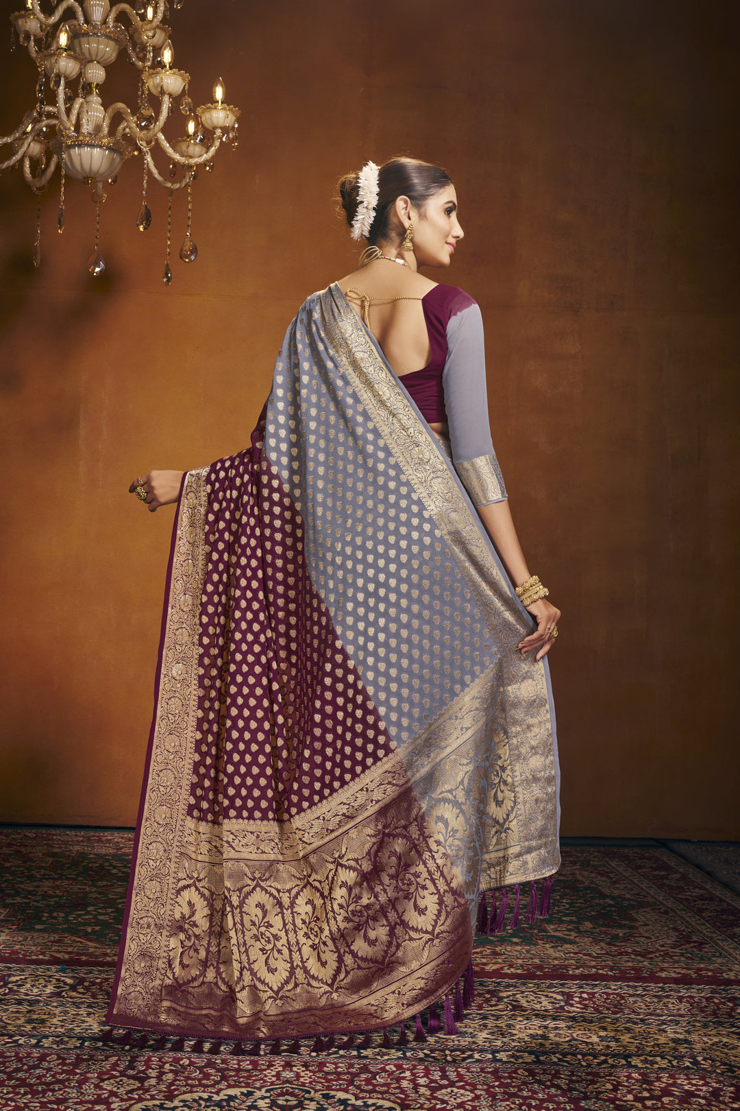 Elegant Georgette Saree | Woven Designer for Weddings & Special Events