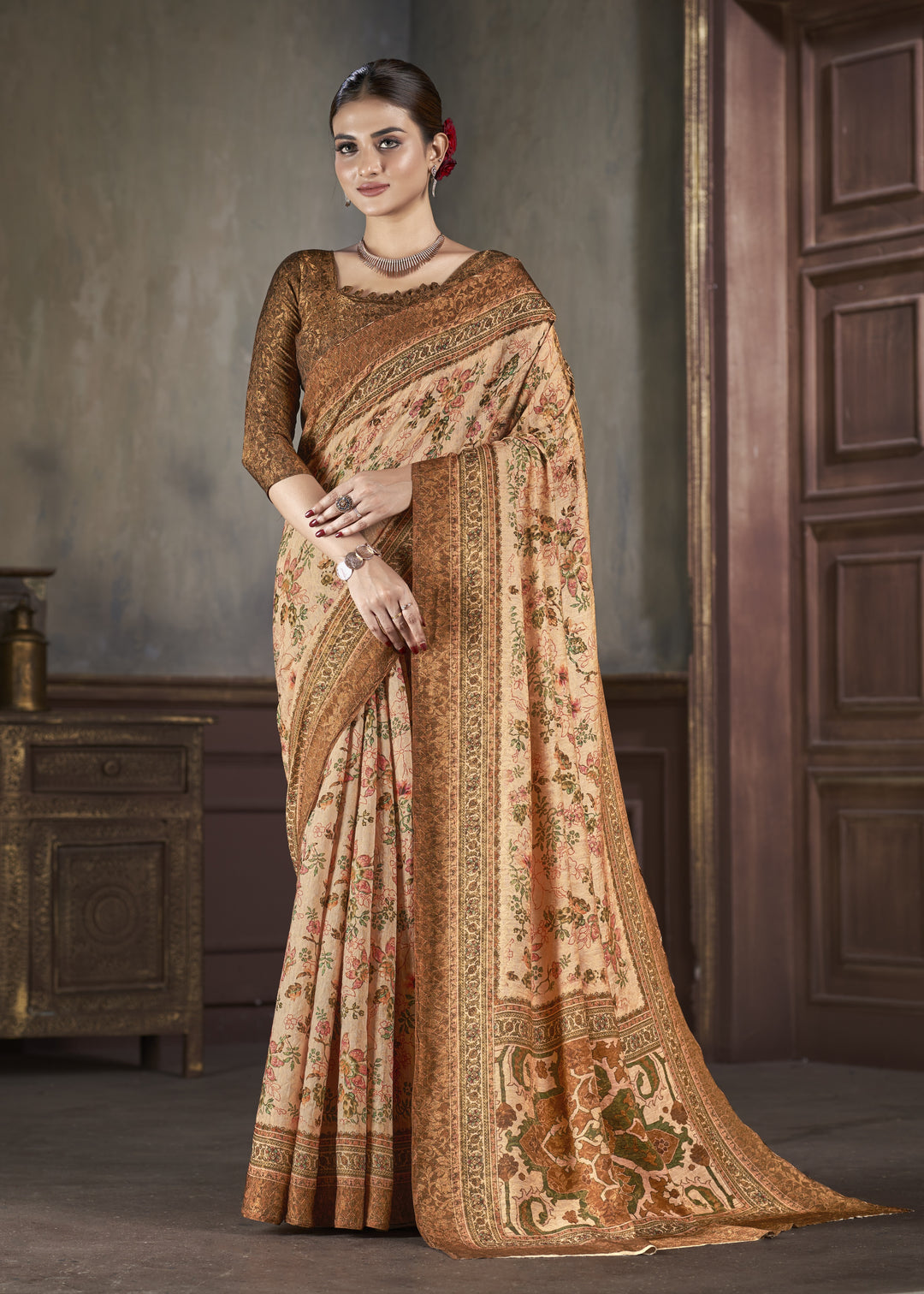 Designer Silk Saree | Wevon-Jari Digital Printed for Weddings & Festive Events