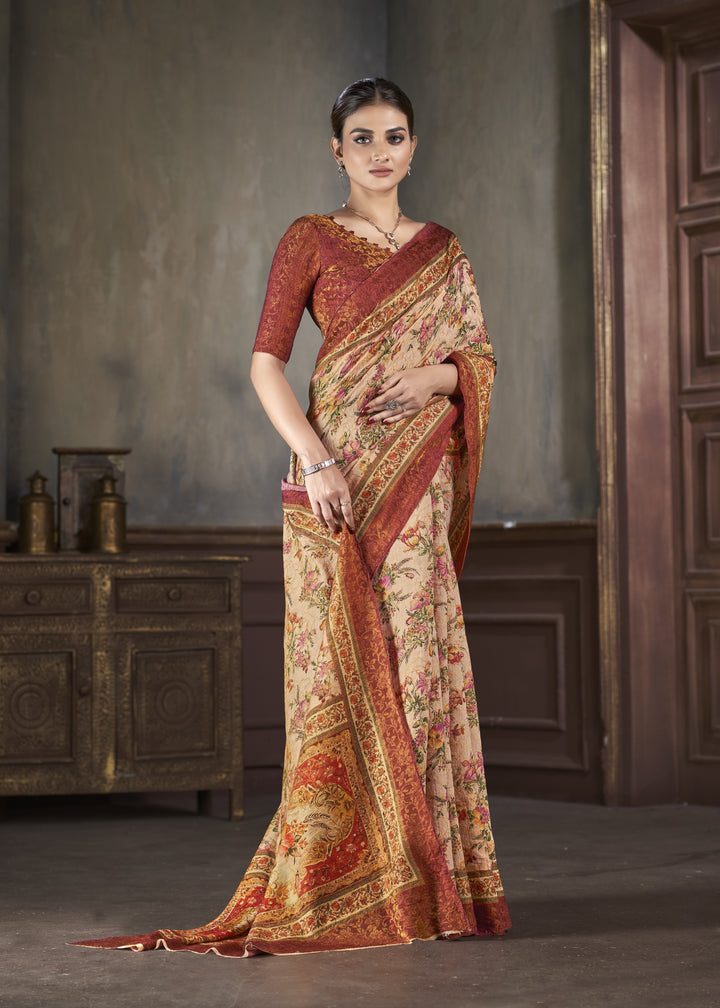 Silk Designer Saree | Wevon-Jari & Digital Printed for Weddings & Special Events